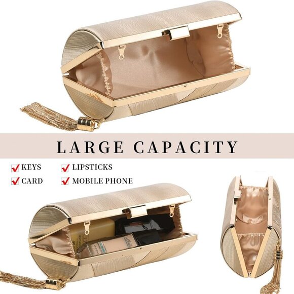 Clutch Purses For Women Tassel Evening Clutch bag Cross Body & Shoulder Bag For - Picture 4 of 6